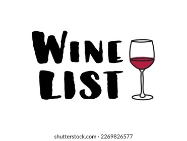 Vector illustration of glass of sweet or dry red Wine. Icon, emblem, simple sketch for café, bar or restaurant menu design. Wine tasting, wine card, wine list