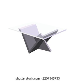 Vector illustration of a glass table isolated on a white background. Realistic transparent desk icon in flat cartoon style