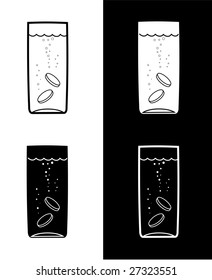 Vector. Illustration of glass with tablets.