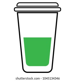 Vector illustration of a glass with tea. Green tea. Logo icon leaves of green tea for a paper cup.