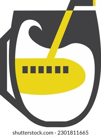 vector illustration of a glass that has a submarine in it. 
suitable for shop logos, coffee shops, stickers, beverage products, and so on