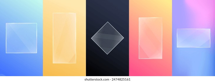 Vector illustration. Glass transparent glossy effect. Colorful gradient background. Vibrant wallpaper set. Element for design flyer, coupon, voucher, leaflet, social network stories, phone wallpapers - Powered by Shutterstock - Get 15% off with code: PIKWIZARD15