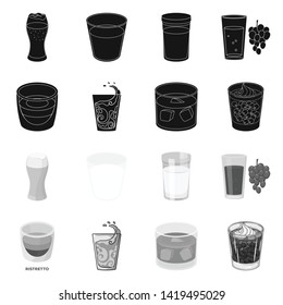 Vector illustration of glass  and transparent  logo. Set of glass  and empty  stock symbol for web.