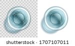 Vector illustration. Glass of water on a transparent background. Top view.
