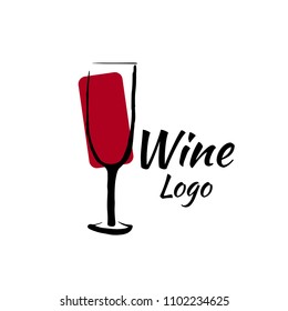 Vector illustration a glass of wine logo