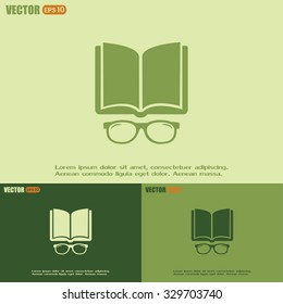 Vector illustration glasses with a book. Vector illustration glass