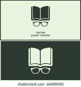 Vector illustration glasses with a book Vector illustration glass