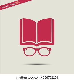 Vector illustration glasses with a book,Vector illustration glass
