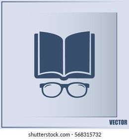 Vector illustration glasses with a bookVector illustration glass