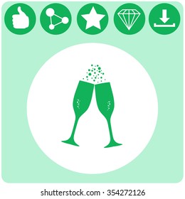 Vector illustration glasses of champagne.