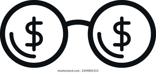 Vector illustration of glasses with dollar symbol. Vision in money.