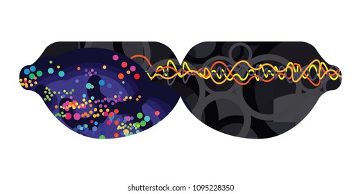 vector illustration of glasses with electromagnetic waves and technologies for colorblind people