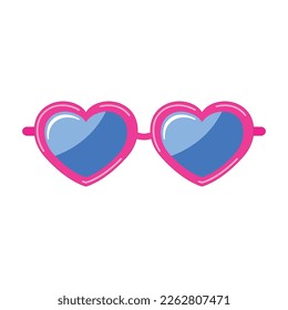 Ilustración vectorial de gafas en forma de corazón rosado.