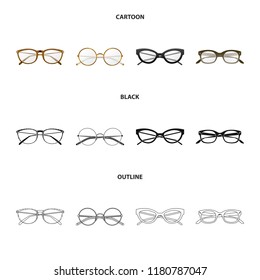 Vector illustration of glasses and frame icon. Set of glasses and accessory stock vector illustration.