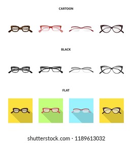 Vector illustration of glasses and frame icon. Collection of glasses and accessory stock symbol for web.