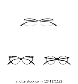 Vector illustration of glasses and frame icon. Collection of glasses and accessory vector icon for stock.
