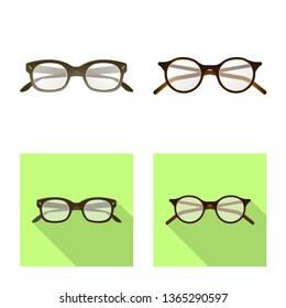 Vector illustration of glasses and frame icon. Collection of glasses and accessory stock vector illustration.