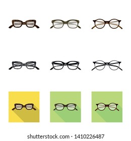 Vector illustration of glasses and frame icon. Set of glasses and accessory stock symbol for web.