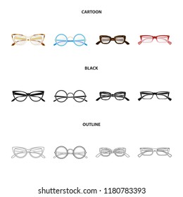 Vector illustration of glasses and frame logo. Set of glasses and accessory stock vector illustration.