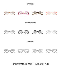 Vector illustration of glasses and frame logo. Collection of glasses and accessory stock symbol for web.