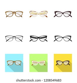 Vector illustration of glasses and frame logo. Set of glasses and accessory stock vector illustration.