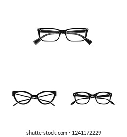 Vector illustration of glasses and frame logo. Collection of glasses and accessory stock vector illustration.