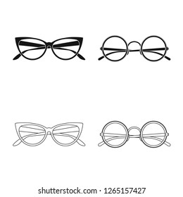 Vector illustration of glasses and frame logo. Set of glasses and accessory stock vector illustration.