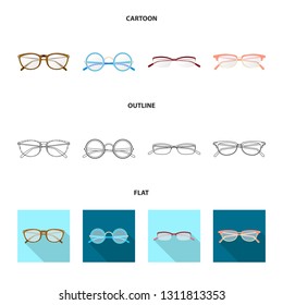 Vector illustration of glasses and frame logo. Collection of glasses and accessory vector icon for stock.