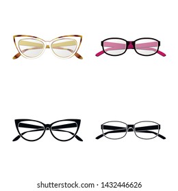 Vector illustration of glasses and frame logo. Collection of glasses and accessory vector icon for stock.