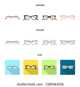 Vector illustration of glasses and frame sign. Set of glasses and accessory stock vector illustration.