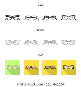 Vector illustration of glasses and frame sign. Set of glasses and accessory stock symbol for web.