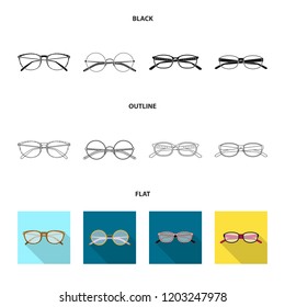 Vector illustration of glasses and frame sign. Set of glasses and accessory stock symbol for web.