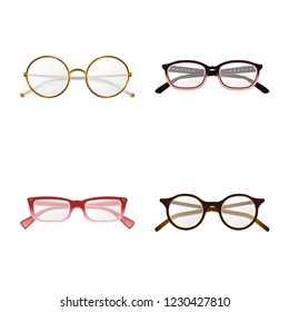 Vector illustration of glasses and frame sign. Collection of glasses and accessory stock symbol for web.
