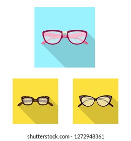 Vector illustration of glasses and frame sign. Collection of glasses and accessory vector icon for stock.