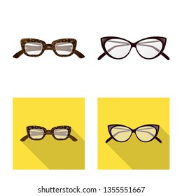 Vector illustration of glasses and frame sign. Collection of glasses and accessory stock vector illustration.