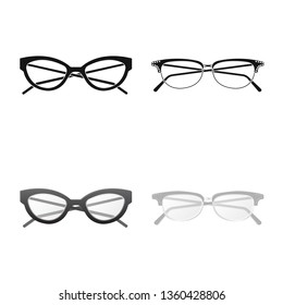 Vector illustration of glasses and frame sign. Collection of glasses and accessory vector icon for stock.