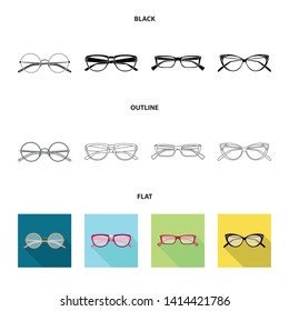 Vector illustration of glasses and frame sign. Collection of glasses and accessory vector icon for stock.