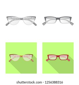 Vector illustration of glasses and frame symbol. Collection of glasses and accessory stock vector illustration.