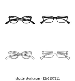Vector illustration of glasses and frame symbol. Collection of glasses and accessory vector icon for stock.