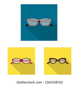 Vector illustration of glasses and frame symbol. Collection of glasses and accessory stock symbol for web.