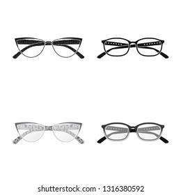 Vector illustration of glasses and frame symbol. Set of glasses and accessory stock symbol for web.