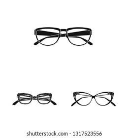 Vector illustration of glasses and frame symbol. Collection of glasses and accessory stock vector illustration.