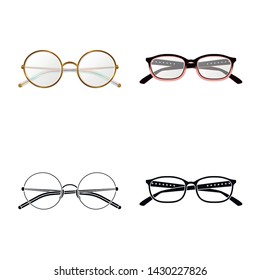 Vector illustration of glasses and frame symbol. Collection of glasses and accessory stock symbol for web.