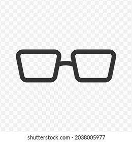 Vector illustration of glasses icon in dark color and transparent background(png).