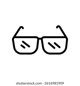 A vector illustration of glasses in line icon style, isolated on a white background. Ideal for summer, fashion, travel, and beach-themed designs.