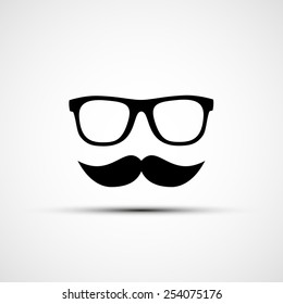 Vector illustration of glasses and mustache