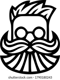 Vector illustration of glasses and a mustache with a beard isolated logo