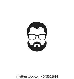 Vector illustration of glasses and a mustache with a beard isolated on white background