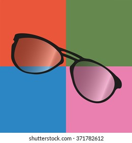vector illustration glasses on the background of the four squares

