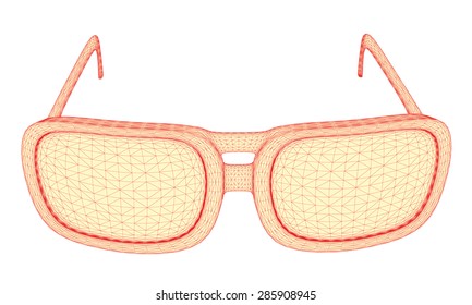 Vector illustration glasses with polygons in 3D style. Isolated.